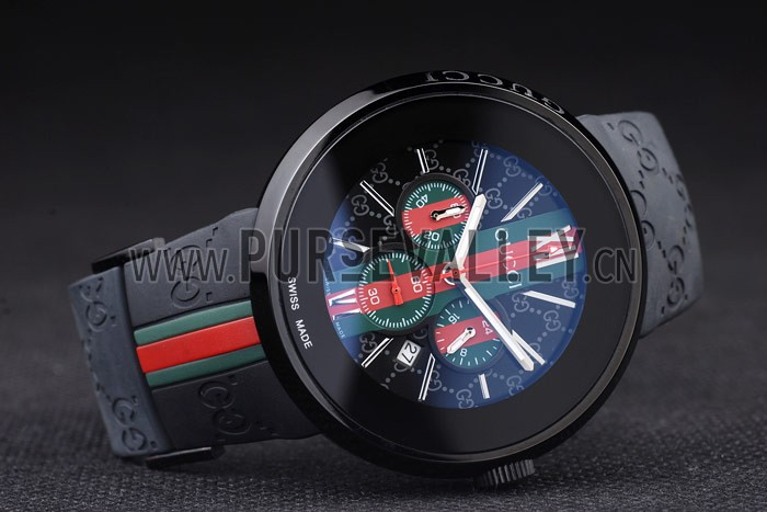 Gucci Black Rubber Band Black Round Dial 2165-312