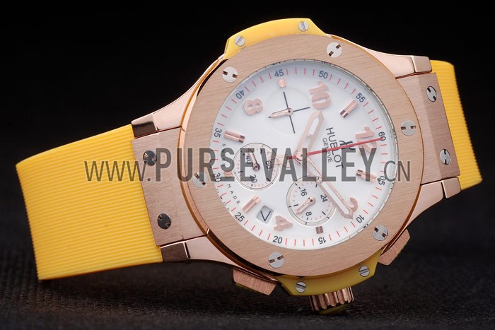 Hublot Big Bang Yellow Strap White Dial Watch 98068