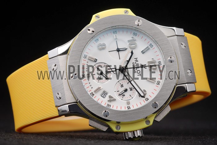 Hublot Big Bang Yellow Strap White Dial Watch 98071