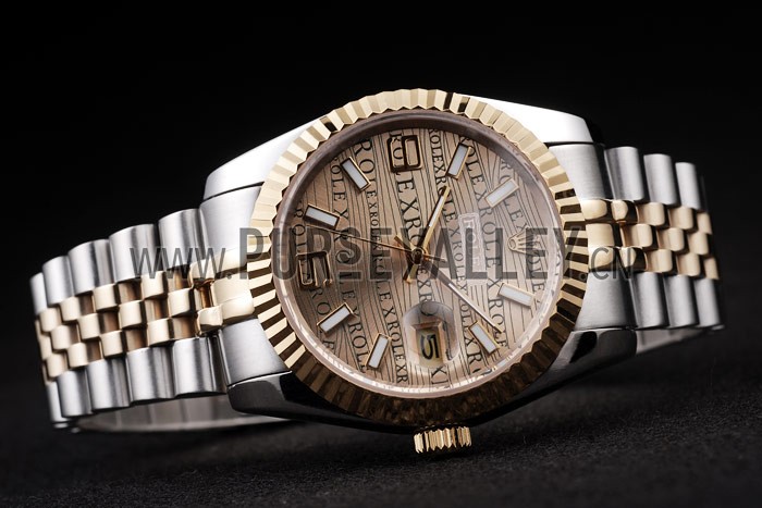 Rolex DateJust Two Tone Stainless Steel 18k Gold PlatedGold Dial