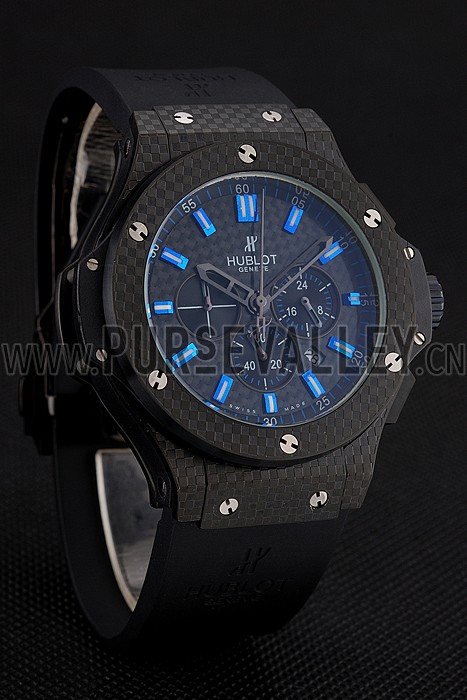 Hublot Big Bang Carbon Dial With Blue Markings Carbon Case And Bezel Black Rubber Strap 622774