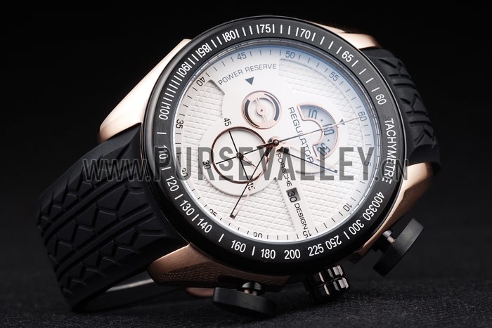 Porsche Regulator Power Reserve Rose Gold Case White Dial