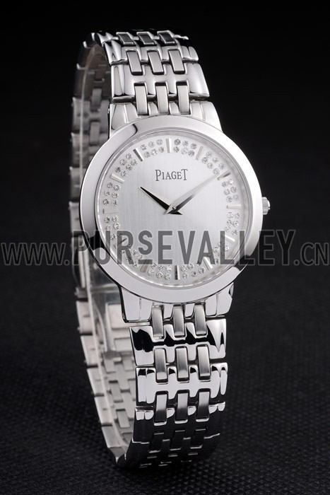Piaget Dancer Stainless Steel Case Double Studded Minute Markers Silver Dial