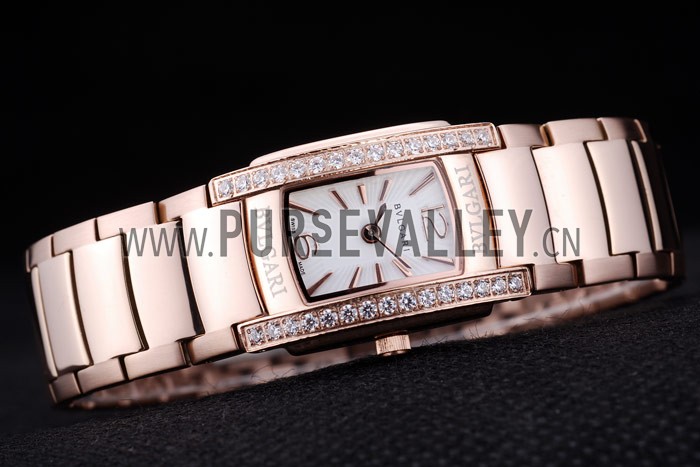 Bvlgari Assioma D 20mm White Dial Rose Gold Case With Diamonds Rose Gold Bracelet
