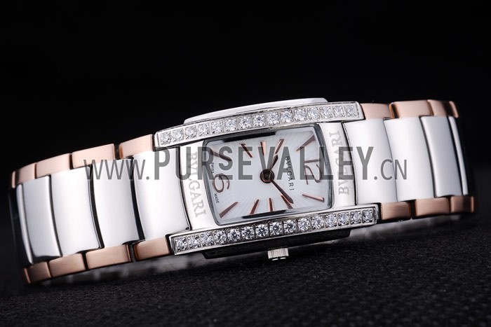 Bvlgari Assioma D 20mm White Dial Stainless Steel Case With Diamonds Two Tone Bracelet
