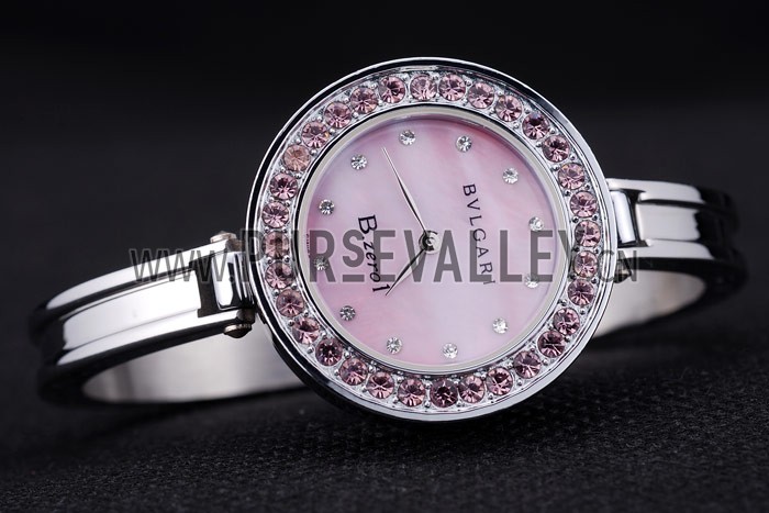 Bvlgari B.ZERO1 30mm Pink Dial Stainless Steel Case With Pink Crystals Steel Bracelet