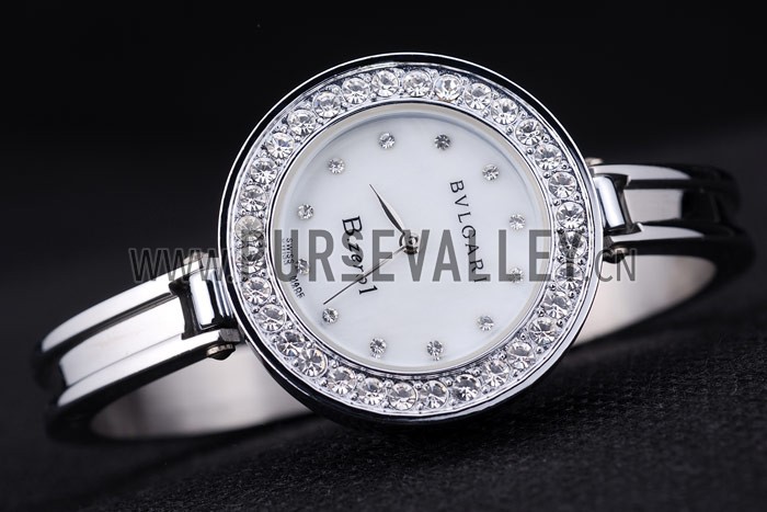 Bvlgari B.ZERO1 30mm White Dial With Diamonds Stainless Steel Case With Crystals Steel Bracelet
