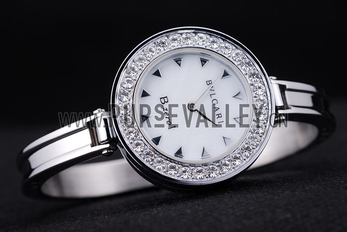 Bvlgari B.ZERO1 30mm White Dial Stainless Steel Case With Crystals Steel Bracelet
