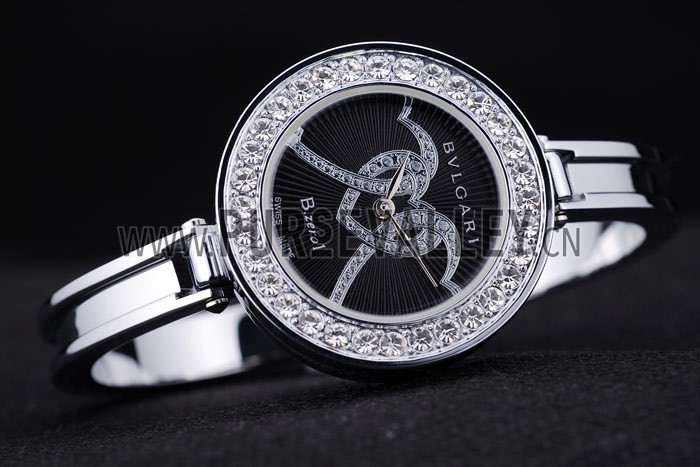 Bvlgari B.ZERO1 30mm Black Dial With Model Steel Case With Diamonds Steel Bracelet