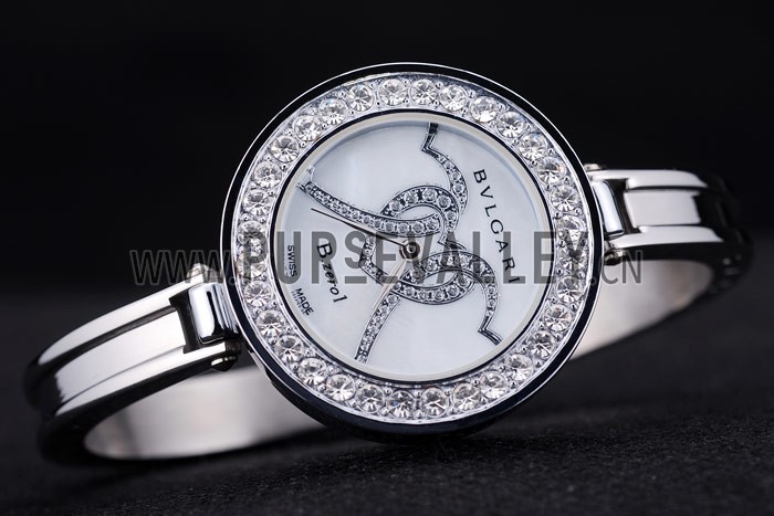 Bvlgari B.ZERO1 30mm White Dial With Model Steel Case With Diamonds Steel Bracelet