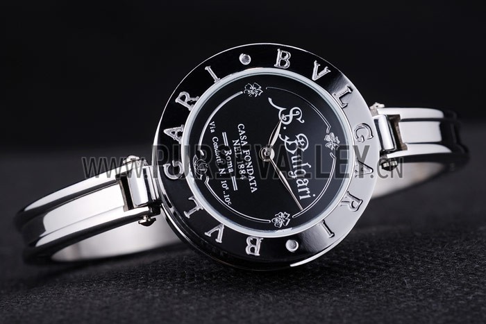 Bvlgari B.ZERO1 30mm Black Engraved Dial Steel Case Black Bezel Steel Bracelet