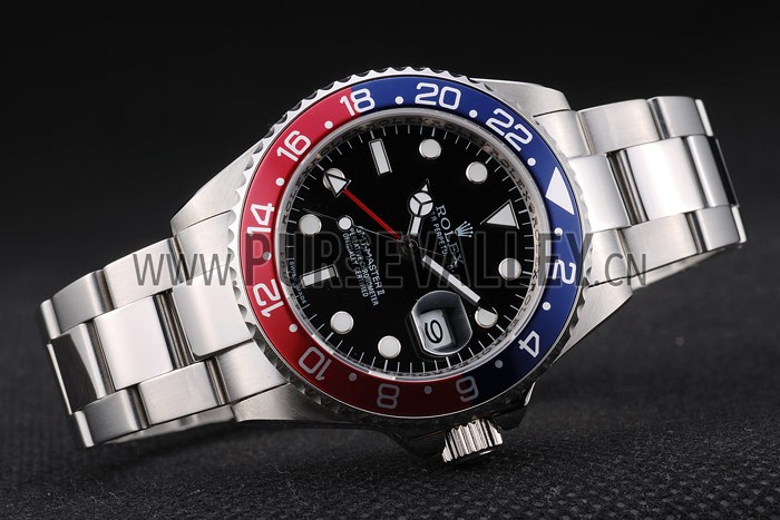 Rolex GMT Master II Blue Rose Red Bezel Black Dial Tachymeter