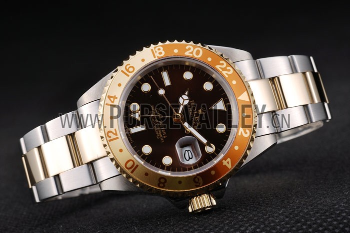 Rolex GMT Master II Gold Colored Ceramic Bezel Brown Dial Tachymeter