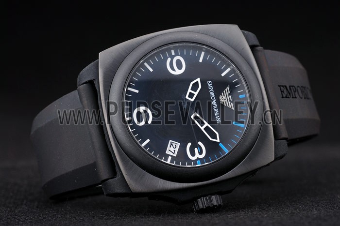 Emporio Armani Classic Black Rubber Strap Black Ceramic Bezel