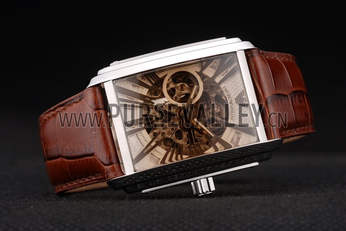 Emporio Armani Meccanico Brown Leather Strap Open Dial 98255