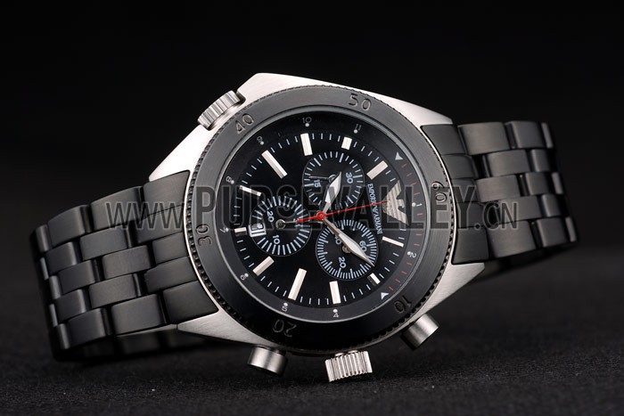 Emporio Armani Sportivo Black Ion Plated Bezel Black Dial Chronograph