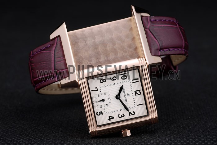 Jaeger le Coultre Reverso Squadro Lady Brown Leather Strap White Dial 41965