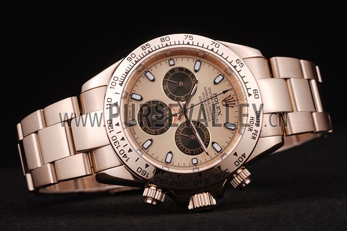 Rolex Daytona Rose Gold Plated Stainless Steel Bezel Rose Gold Dial