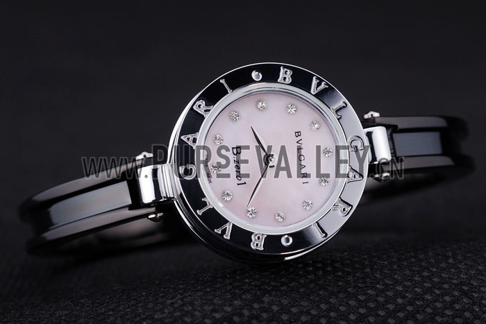 Bvlgari B.ZERO1 24mm Pink Dial Stainless Steel Case Black Steel Bracelet