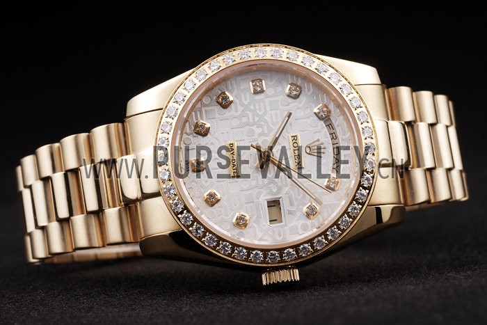 Rolex Day-Date 18k Yellow Gold Plated Stainless Steel White Dial