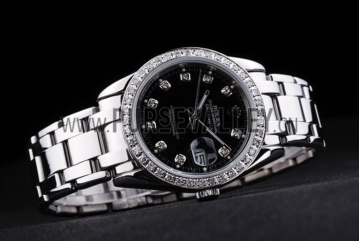 Rolex DateJust Black Dial Diamond Bezel Stainless Steel Bracelet