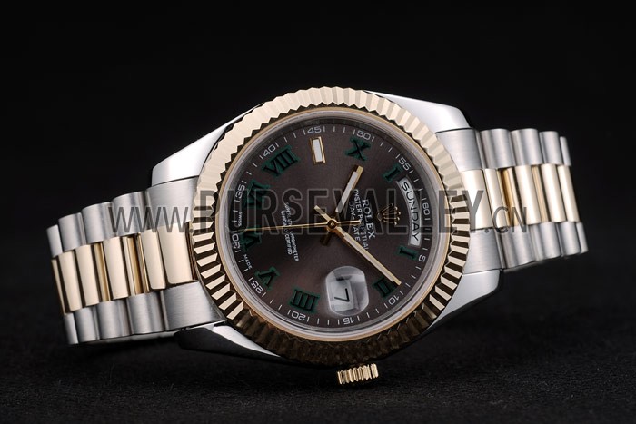 Rolex DayDate Grey Dial Dual Colored Stainless Steel Strap 41981
