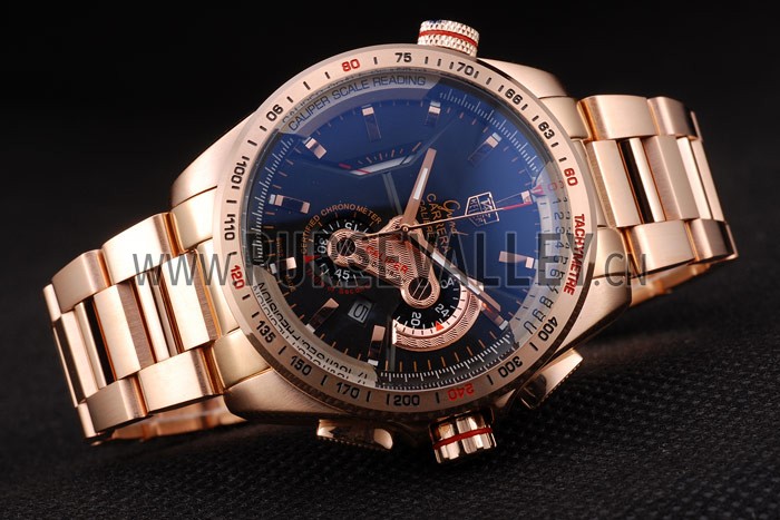 Tag Heuer Carrera Rose Gold Case Black Dial