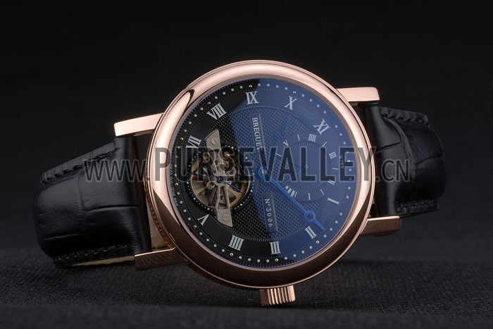 Breguet Classique Complications Rose Gold Case Black Leather Strap 80156