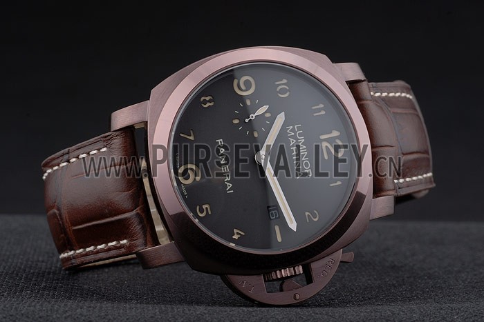 Panerai Luminor Brown Leather Strap Black Dial 80161