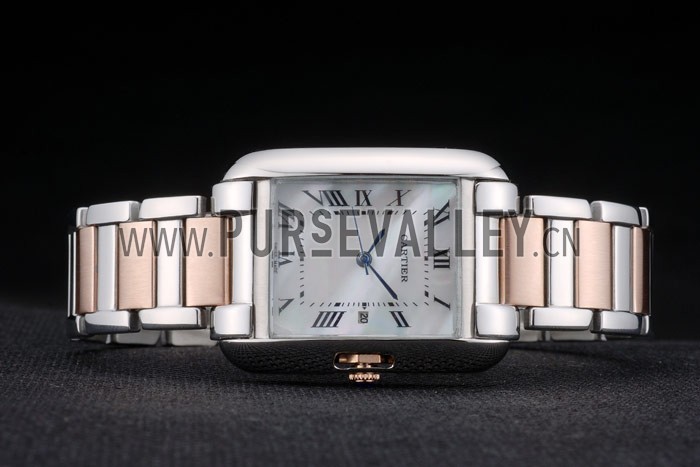 Cartier Tank Anglaise 30mm White Dial Stainless Steel Case Two Tone Bracelet