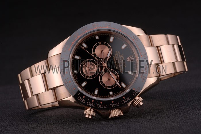 Rolex Daytona Black Ion Plated Tachymeter Rose Gold Strap Black Dial 80245