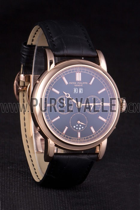 Patek Philippe Grand Complications Rose Gold Bezel Black Croco Strap 80292