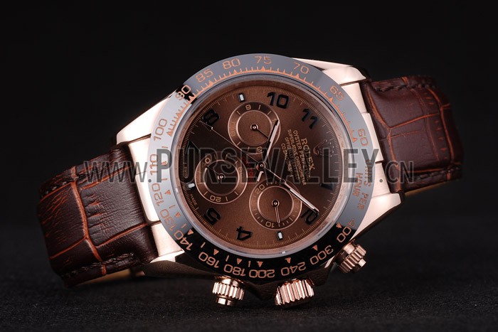Rolex Daytona Rose Gold Case Brown Dial Brown Leather Strap