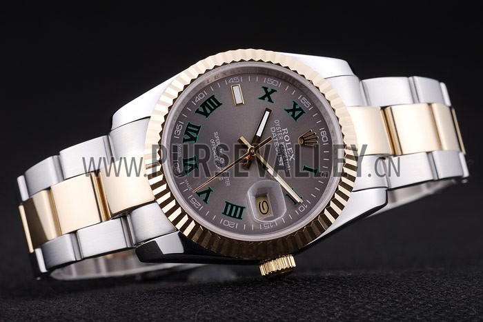 Rolex Datejust Grey Dial Ribbed Bezel 7460
