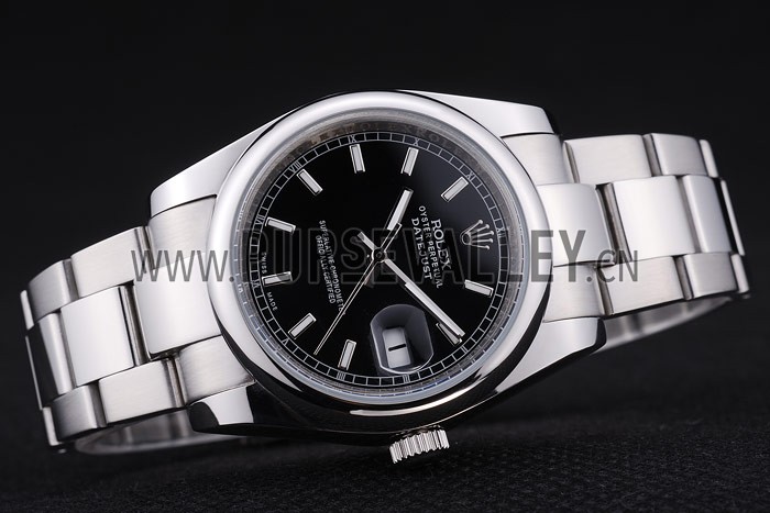 Rolex Datejust Polished Silver Bezel Black Dial 7467