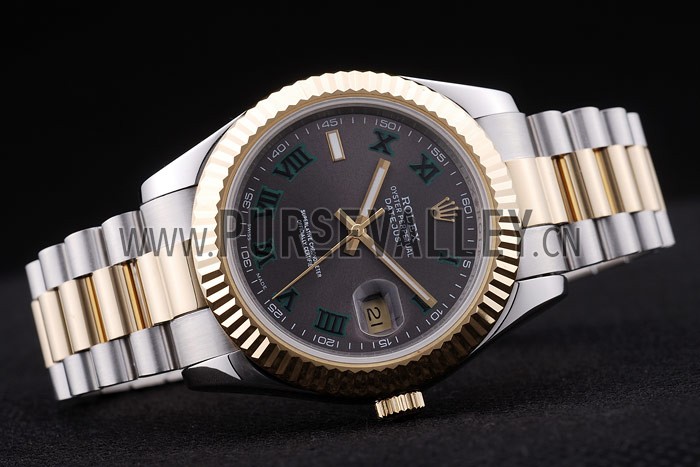 Rolex Datejust Grey Dial Gold Ribbed Bezel 7479