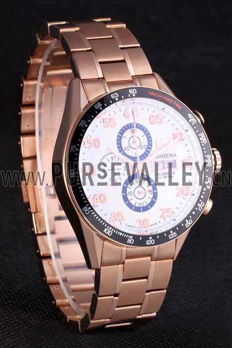 Tag Heuer Carrera Rose Gold Bracelet White Dial 801442