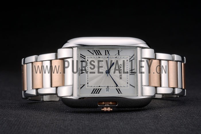 Cartier Tank Anglaise 36mm White Dial Stainless Steel Case Two Tone Bracelet