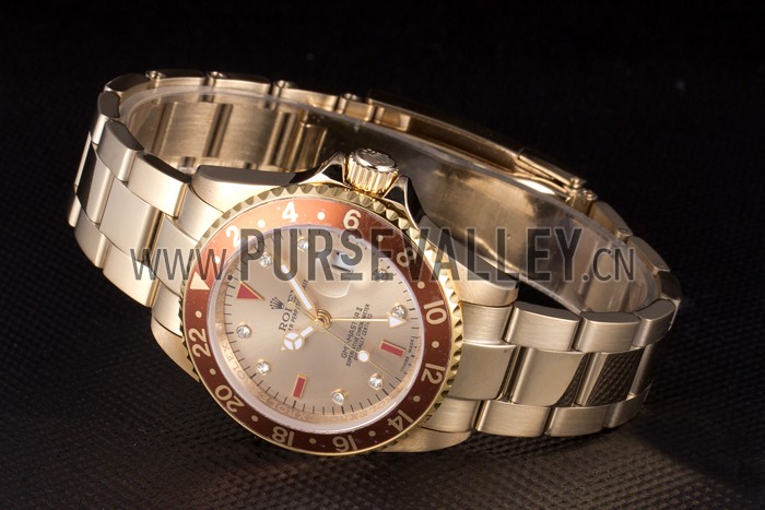 Rolex GMT Master II Gold Colored Ceramic Bezel Gold Dial Tachymeter