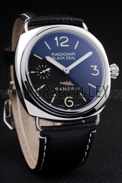 Panerai Radiomir Polished Stainless Steel Case Black Dial Black Leather Strap 98140