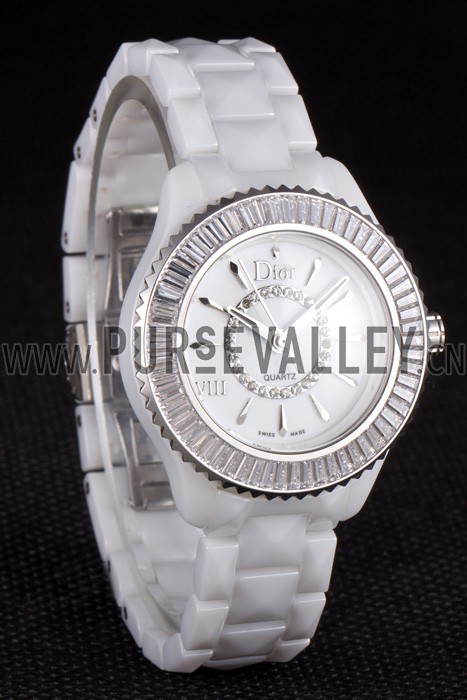 Dior VIII Baguette Cut White Diamonds with Diamond Encrusted Dial cd06 621359