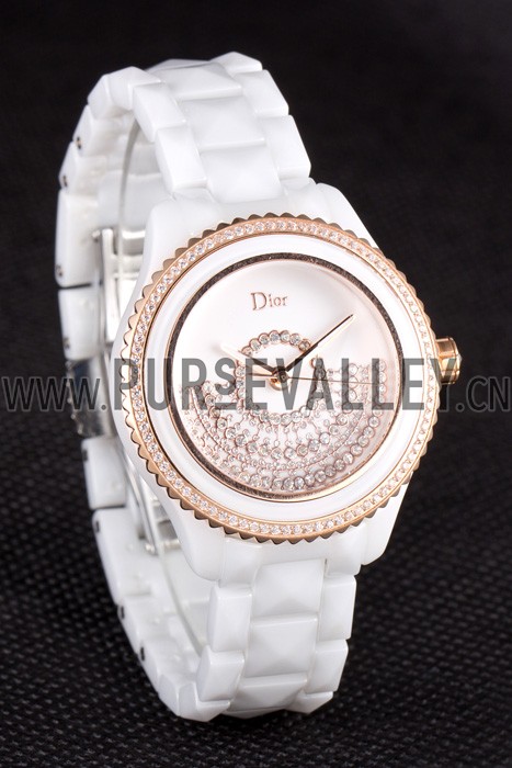 Dior VIII Grand Bal Rose Gold Bezel White Bracelet cd07 621360