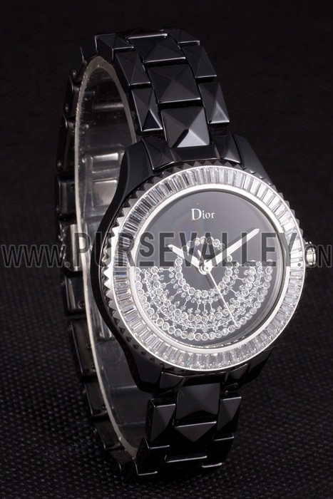 Dior VIII Baguette Cut White Diamonds with Diamond Encrusted Dial cd13 621366