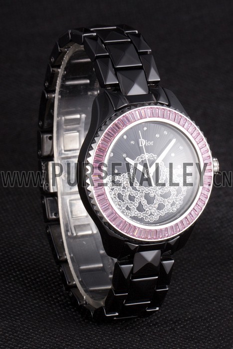 Dior VIII Baguette Cut Pink Diamonds with Diamond Encrusted Dial cd14 621367