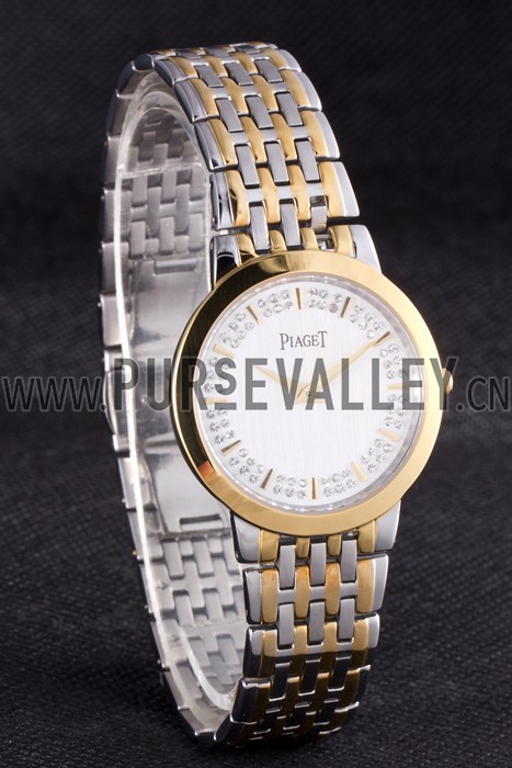 Piaget Traditional Gold Case Double Studded Minute Markers White Dial