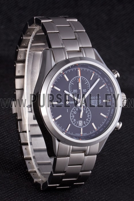 Tag Heuer SLR Polished Stainless Steel Case Black Dial Stainless Steel Strap