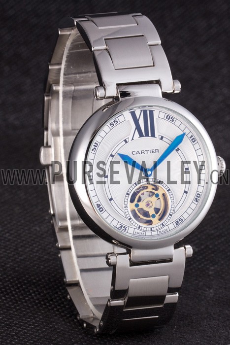 Cartier Ballon Bleu Flying Tourbillon Silver Stainelss Steel Strap 621452