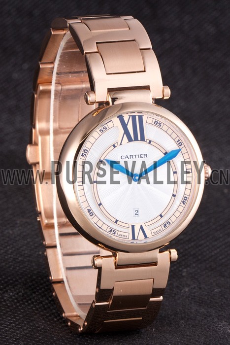 Cartier Ballon Bleu Rose Gold Stainelss Steel Strap White Dial 621453