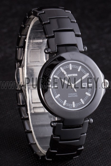 Cartier Pasha 34mm Black Dial Black Ceramic Case Rubber Bracelet