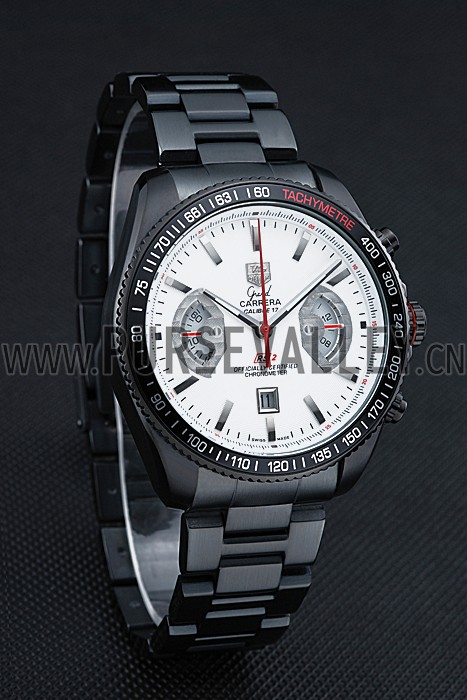 Tag Heuer Carrera Black Stainless Steel Case White Dial 98241